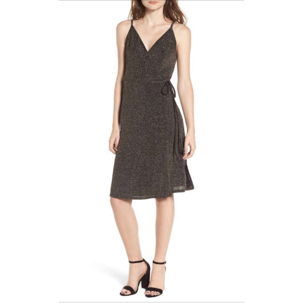 Ten Sixty Sherman Gold Metallic Wrap Dress